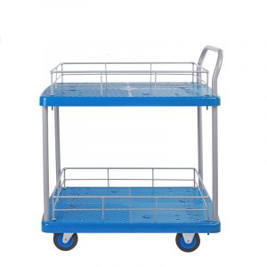 Plastic Trolley (150kg, Double tier, with Guardrail)