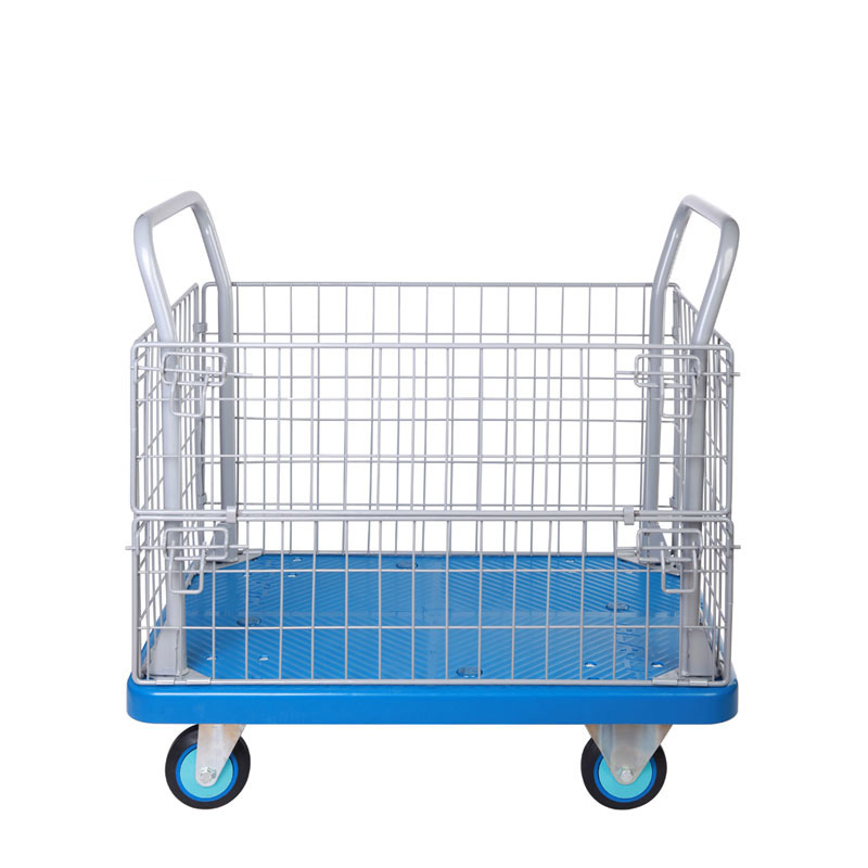 Plastic Trolley (300kg, Single tier, with Mesh)