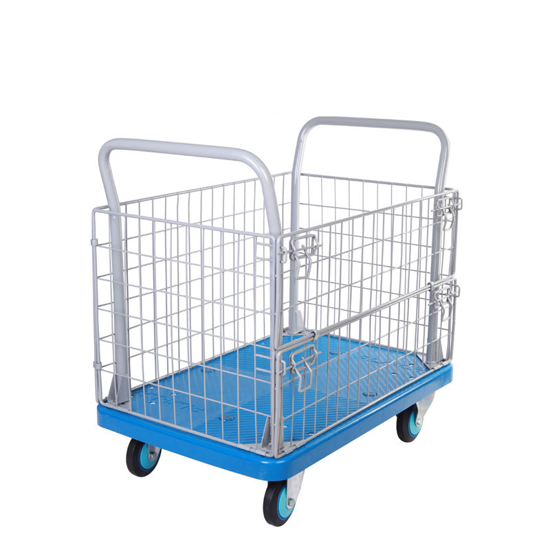 Plastic Trolley (300kg, Single tier, with Mesh) - Image 2