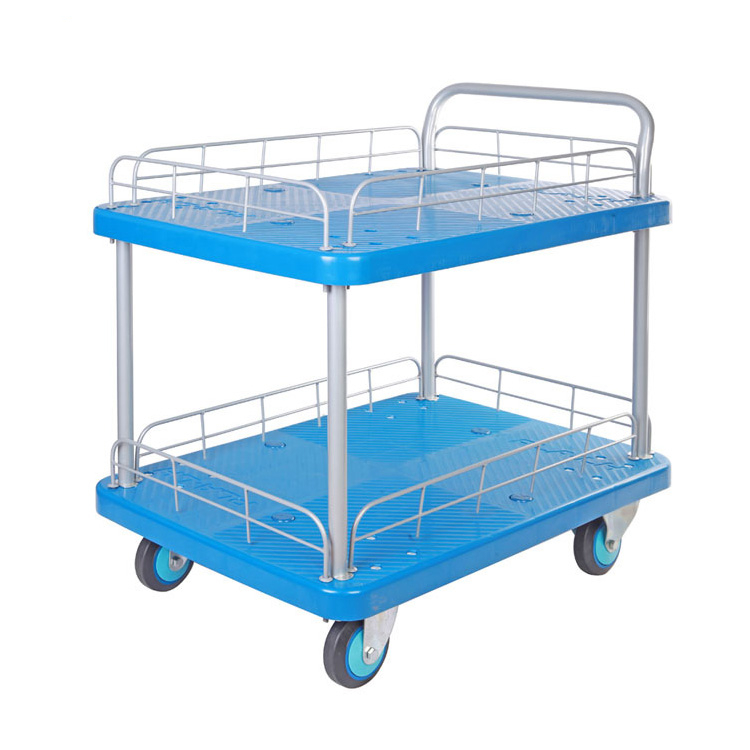 Plastic Trolley (300kg, Triple tier, with Guardrail) - Image 2