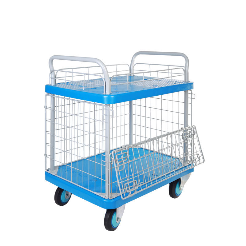 Plastic Trolley (300kg, Double tier, with Mesh)