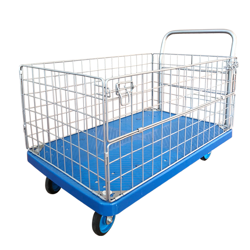 Plastic Trolley (600kg, Single tier, with Mesh)