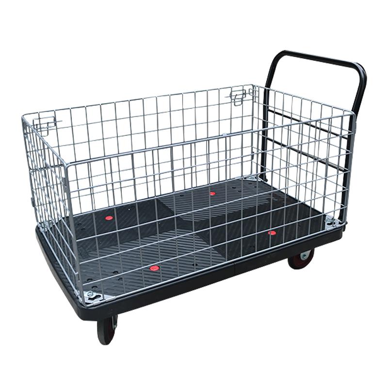 Plastic Trolley (600kg, Single tier, with Mesh) - Image 2